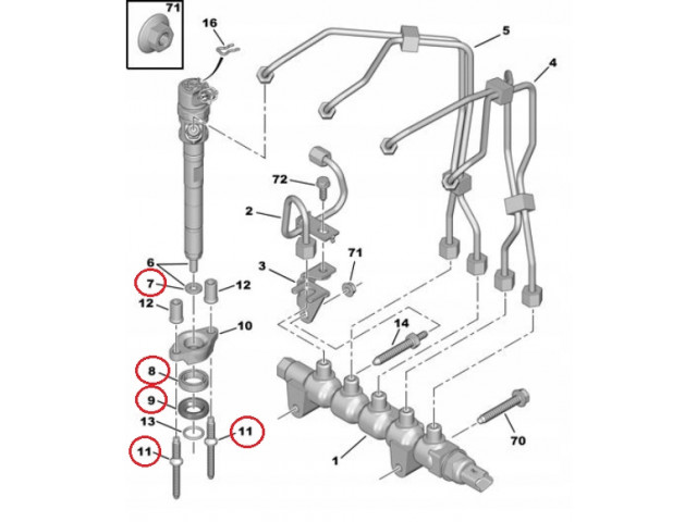 Vstřikovač  1609848080, 1610564580 1609848080 Peugeot       Diesel