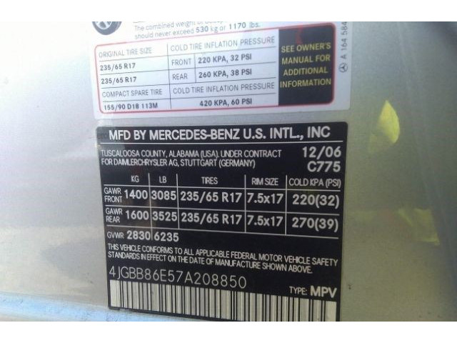 Стойка амортизатора  Mercedes ML W164 2005-2011 A1643202431     3.5  бензин