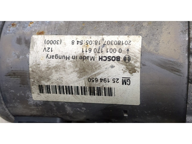 Стартер  Opel Mokka 2016-2019 1.4  25194650, 0001170611   