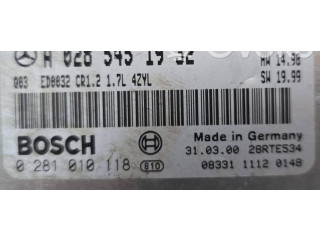 Řídící jednotka A0285451932, 0281010118   Mercedes-Benz A W168 1997