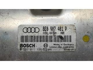 Блок управления двигателя 8E0907401P, 0281011136   Audi A4 S4 B6 8E 8H