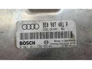 Блок управления двигателя 8E0907401P, 0281011136   Audi A4 S4 B6 8E 8H