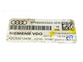 Блок управления климат-контролем 8P0820043AD, A2C53212438   Audi A3 S3 8P