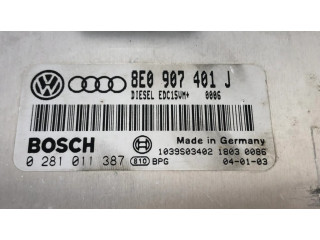 Блок управления двигателя 8E0907401J, 0281011387   Audi A4 S4 B6 8E 8H