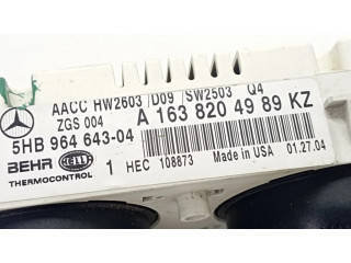 Блок управления климат-контролем A1638204989, 5HB96464304   Mercedes-Benz ML W163
