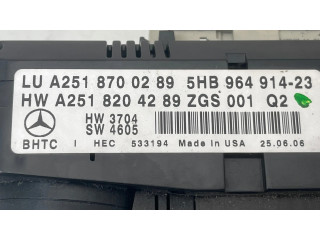 Блок управления климат-контролем A2518204289, 5HB96491423   Mercedes-Benz R W251