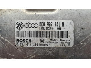 Блок управления двигателя 8E0907401N, 0281011386   Audi A4 S4 B6 8E 8H