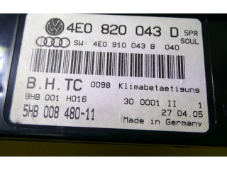 Блок управления климат-контролем 4E0820043D, 5HB00848011   Audi A8 S8 D3 4E