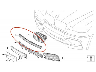 Нижняя решётка (из трех частей) BMW X5M E70 2010-2013 года 51117205559, 7205559      