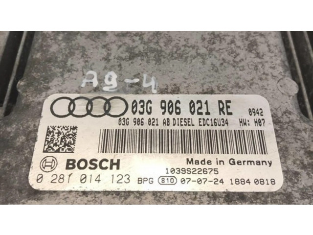 Блок управления двигателя 03G906021RE, 0281014123   Audi A3 S3 8P