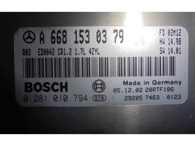 Řídící jednotka 6681530379, 0281010794   Mercedes-Benz A W168 2003