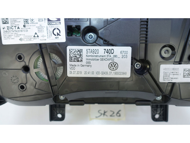 Панель приборов 5TA920740D, 5TA920740D   Volkswagen Touran III       