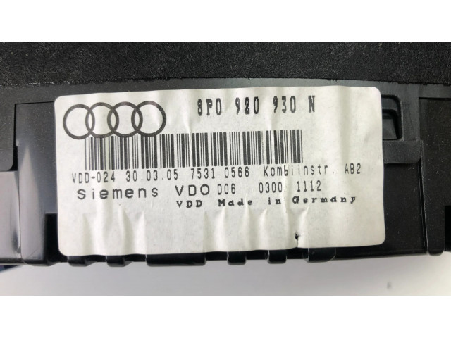 Панель приборов 8P0920930N   Audi A3 S3 A3 Sportback 8P       