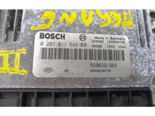 Блок управления двигателя 0281011549, 8200370779   Renault Megane II