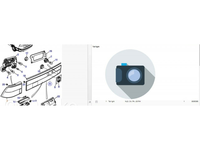 Задний фонарь левый 9084039, 9085358    Saab 9000 CD   1988-1998 года