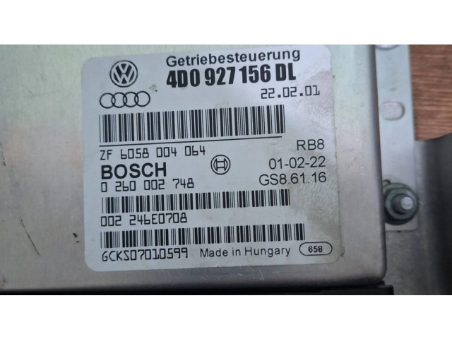 Блок управления коробкой передач 4D0927156DL, 6058004064   Audi A8 S8 D2 4D