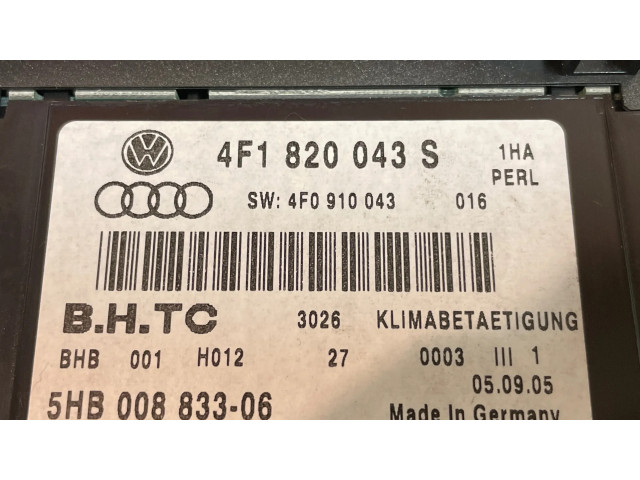 Блок управления климат-контролем 4F1820043S, 4F0910043   Audi A6 S6 C6 4F