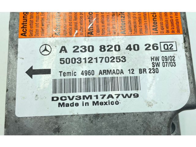 Блок подушек безопасности A2308204026, 500312170253   Mercedes-Benz SL R230