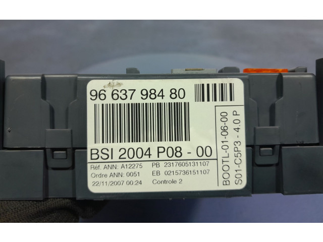  Pojistková skříňka 9663798480, 9663798480   Peugeot 207 CC 2007