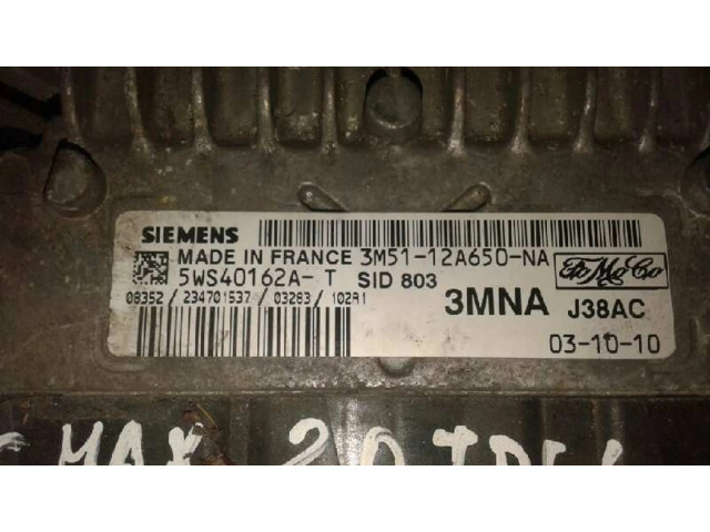 Блок управления двигателя 3M5112A650NA, 5WS40162AT   Ford Focus C-MAX