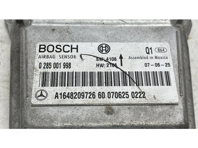 Блок подушек безопасности 0285001998, A1648209726   Mercedes-Benz ML W164