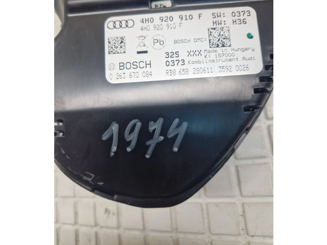 Панель приборов 4H0920910F, 0263670084   Audi A8 S8 D4 4H       