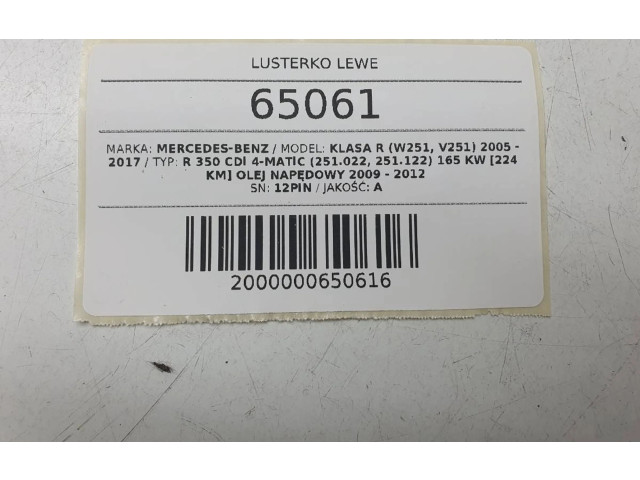 Zpětné zrcátko  Mercedes-Benz R W251 2010  12PIN  