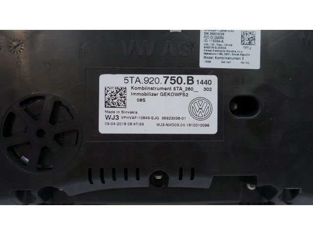Панель приборов 5TA920750B, 5TA920750B   Volkswagen Touran III       