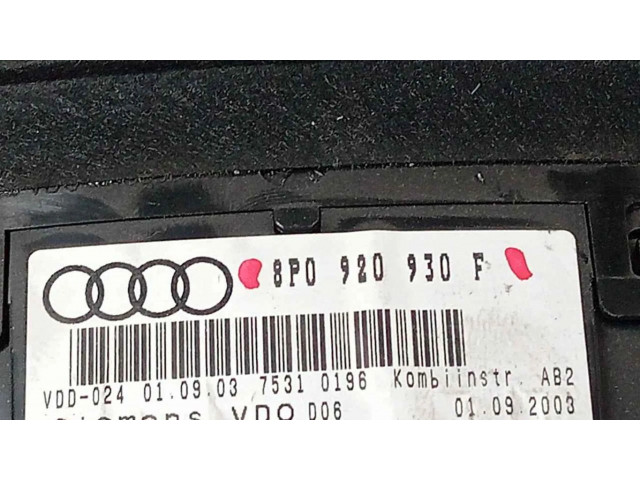 Панель приборов 8P0920930F, CUADROINSTRUMENTOS   Audi A3 S3 8P       