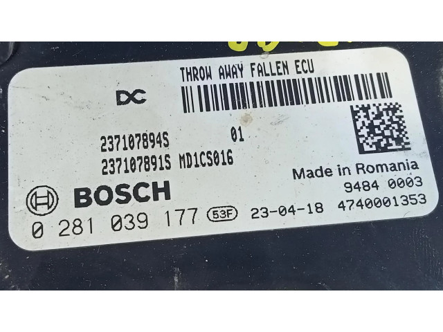 Блок управления двигателя 237107894S, 0281039177   Dacia Lodgy