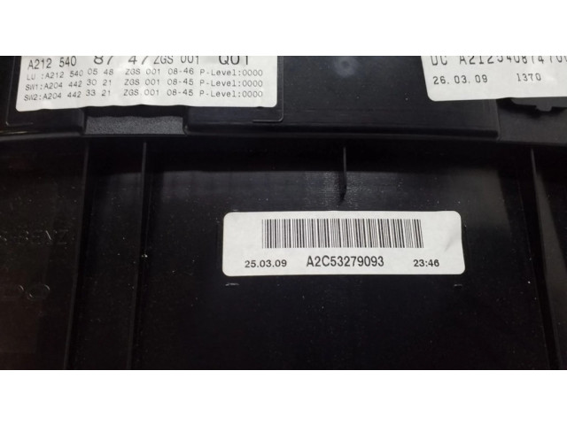 Přístrojová deska  Mercedes-Benz E W212 2010 A2125408747, A2125400548  