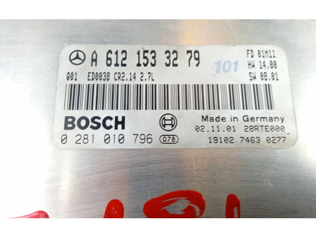 Řídící jednotka A6121533279, 0281010796   Mercedes-Benz ML W163 2002