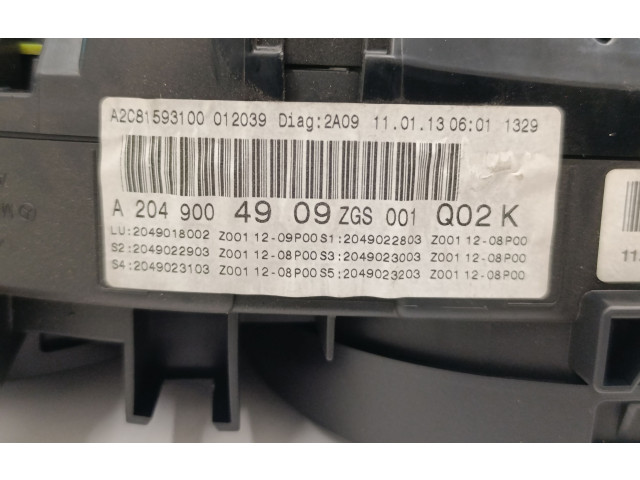 Přístrojová deska  Mercedes-Benz C W204 2012 A2049004909  