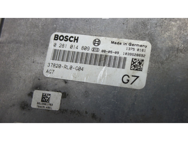 Řídící jednotka 37820RL0G04, 0281014809   Honda Accord 2009