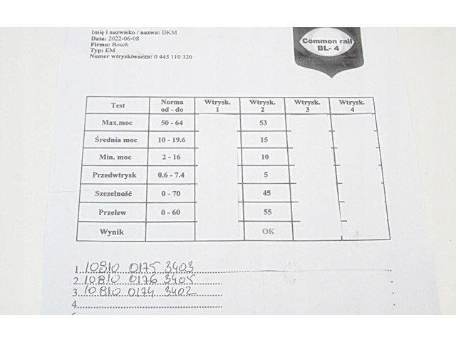 Комплект форсунок 33800-2A900 0445110320    KIA Ceed   