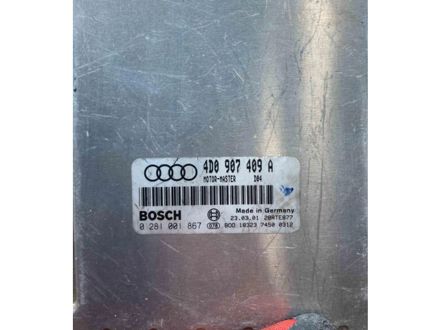 Блок управления двигателем Блок управления 4D0907409A, 0281001867   Audi A8 S8 D2 4D