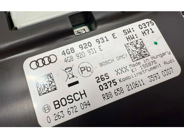 Přístrojová deska  Audi A6 C7 2012 4G8920931E, 0263672094  