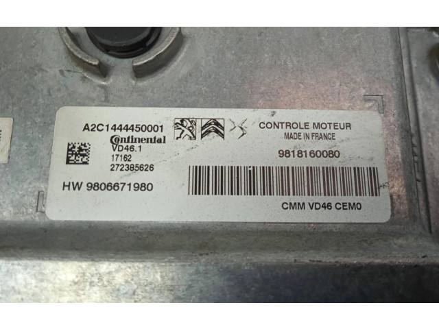 Řídící jednotka 9818160080, 9818160080   Peugeot 2008 I 2017