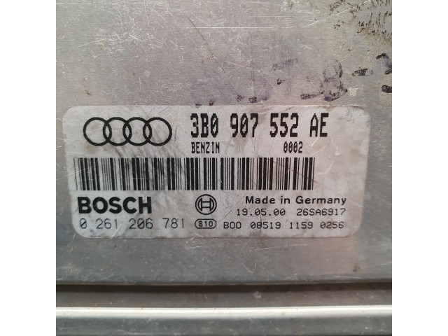 Блок управления двигателя 3B0907552AE, 0261206781   Audi A6 S6 C5 4B