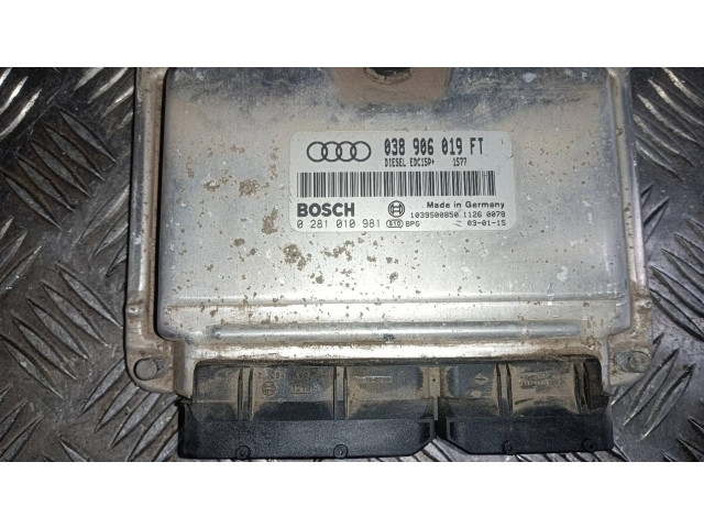 Блок управления двигателя 038906019FT, 0281010981   Audi A3 S3 8L