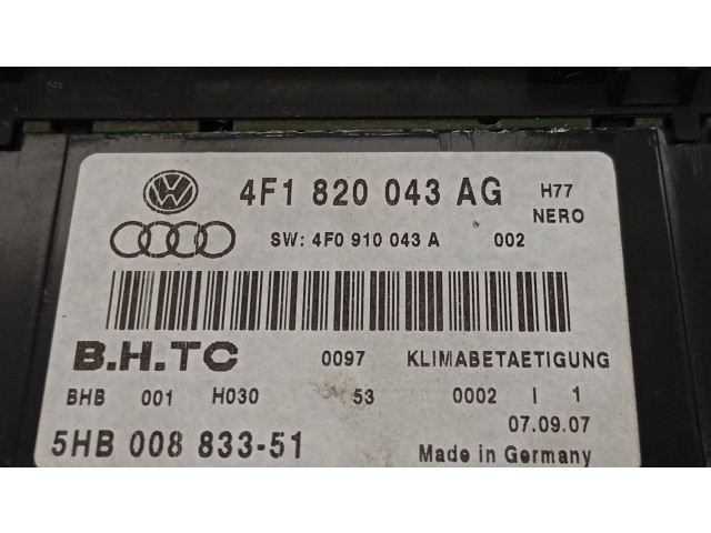 Блок управления климат-контролем 4F1820043AG, 5HB00883351   Audi A6 S6 C6 4F