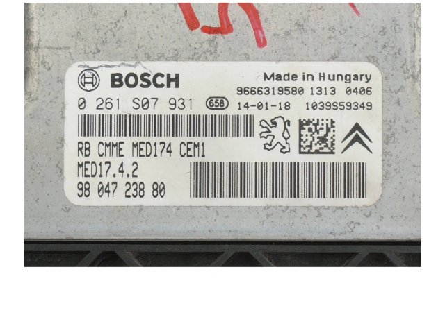 Řídící jednotka 9804723880, 0261S07931   Peugeot 308 2014