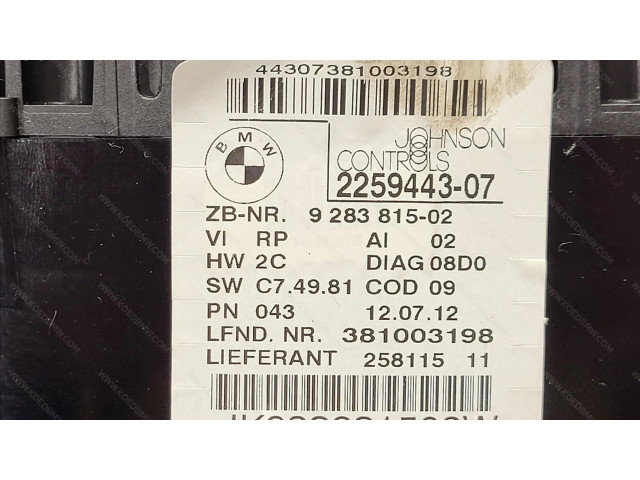 Přístrojová deska  BMW X1 E84 2012 62109316127  