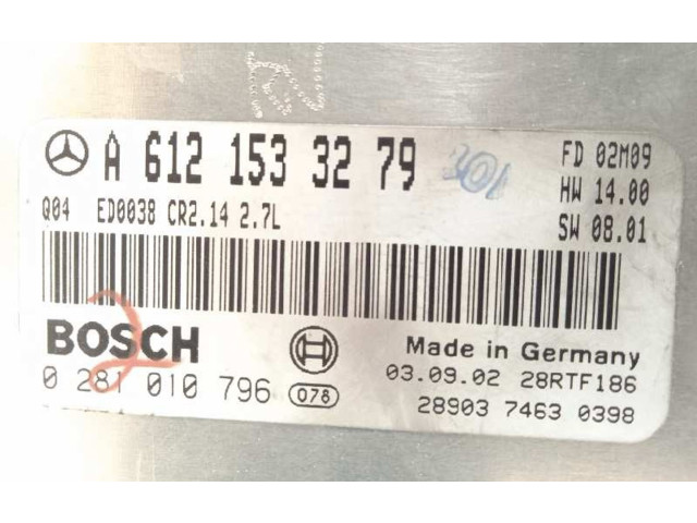 Řídící jednotka A6121533279, 0281010796   Mercedes-Benz ML W163 2003