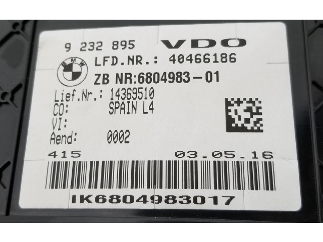 Přístrojová deska  BMW 4 F36 Gran coupe 2016 62105A03A40, 9232895  