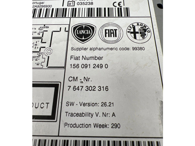 Радио/ проигрыватель CD/DVD / навигация    1560912490, 7647302316   Alfa Romeo Giulietta