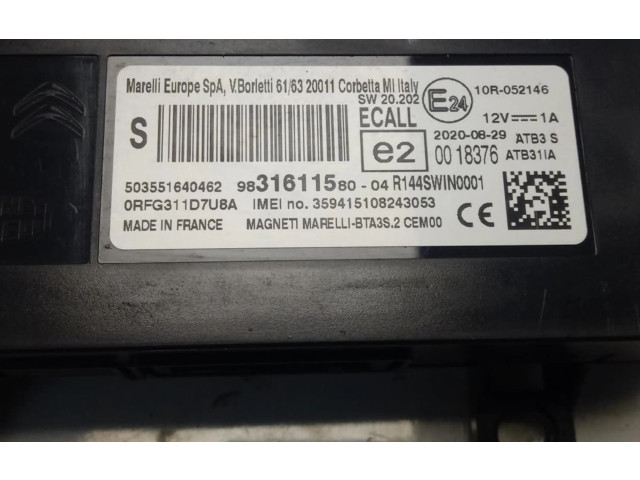 Řídící jednotka 9831611580   Peugeot 2008 I 2020