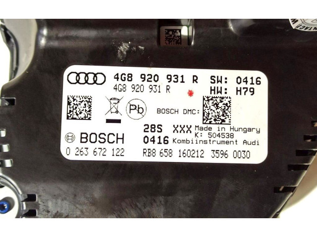 Přístrojová deska  Audi A7 S7 4G 2012 4G8920931R, 0263672122  