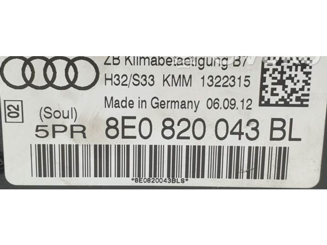 Блок управления климат-контролем 8E0820043BL   Seat Exeo (3R)