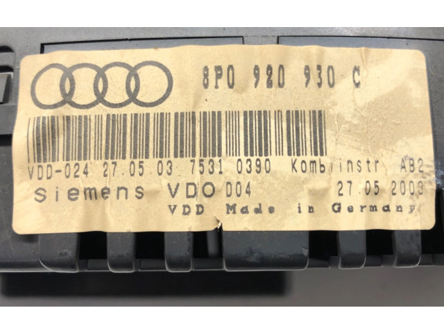 Přístrojová deska  Audi A3 S3 8P 2003 8P0920930C  